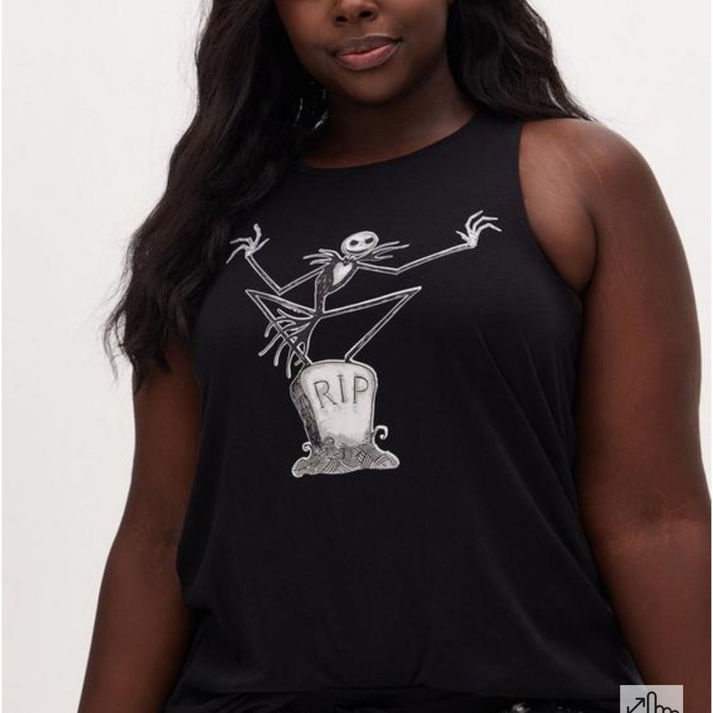 Torrid Disney The Nightmare Before Christmas Black Active Muscle Tunic Tank